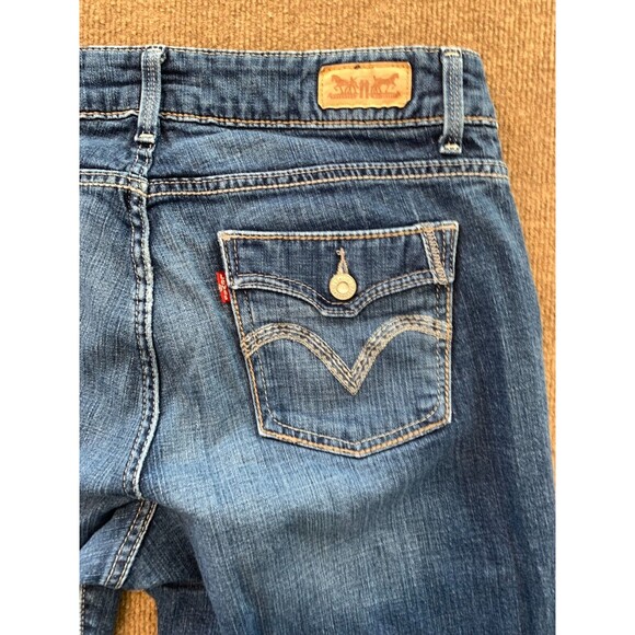 Levis 529 Curvy Bootcut Jeans Womens 32x30 Flap Pocket Stretch Flare Blue Denim - Picture 2 of 7